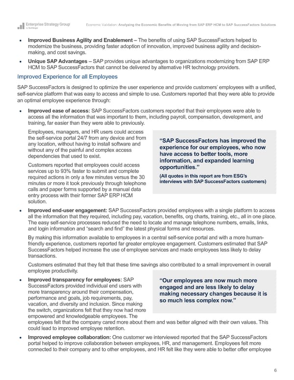 Analyzing the Economic Benefits of Moving from SAP ERP HCM to SAP SuccessFactors Solutions - Page 6