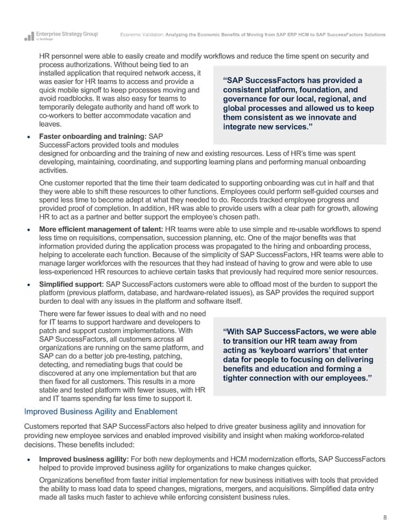 Analyzing the Economic Benefits of Moving from SAP ERP HCM to SAP SuccessFactors Solutions - Page 8