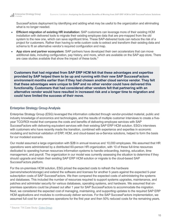 Analyzing the Economic Benefits of Moving from SAP ERP HCM to SAP SuccessFactors Solutions - Page 10